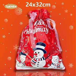 YACHEN Sacs d'emballage de cadeaux de Noël 30 pièces + 30 sacs d'emballage de cadeaux de Noël avec cordon de serrage en vrac - Product Image 4
