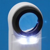 Loupe de Bijoutier Portative 40X21mm avec Mini LED, Lentille Acrylique, 2 Lumières LED, Protection des Yeux, Blanche, pour Bijoux et Montres