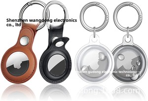 LETREEN - Juego de <span class=keywords><strong>4</strong></span> Fundas de Cuero para <span class=keywords><strong>AirTag</strong></span>, con Soporte para Llavero, para Bolsos, Mantiene una Fuerte Señal GPS, Antiarañazos - Product Image 1