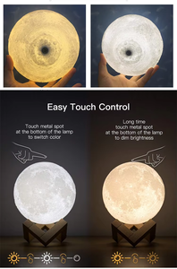 Lampada Notturna LED Creativa Moderna Bicolore con Base in Legno 8cm, Luce Calda a Forma di Luna in ABS per Camera da Letto Romantica - Product Image 3