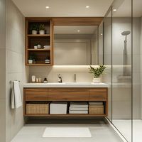 Meuble-lavabo de salle de bain moderne avec vasque en céramique pour projet d'ingénierie hôtelière