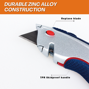 Couteau utilitaire à lame rétractable robuste 384901 avec corps en alliage de zinc, lame à changement rapide SK5 pour la construction industrielle - Product Image 3