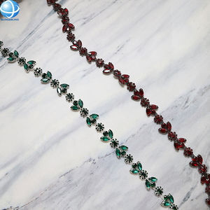 Chaîne de garniture en dentelle strass brillant personnalisé sur rouleau pierres perlées de verre frange coupe robe de danse <span class=keywords><strong>col</strong></span> décor - Product Image 5