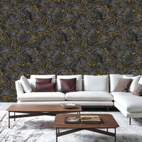 Revêtement mural en PVC à motif ondulé en grain de pierre dorée de luxe, papier peint moderne minimaliste pour la décoration d'hôtel, de chambre à coucher, de salon, de salle de sport