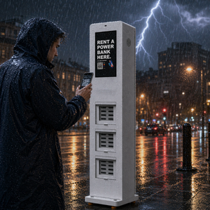 Estación <span class=keywords><strong>de</strong></span> Carga Compartida para Teléfonos Móviles con 24 Ranuras, Resistente al Agua IP56, 1500 Nits, 500W <span class=keywords><strong>de</strong></span> Carga Rápida, Sistema <span class=keywords><strong>de</strong></span> Alquiler NFC - Product Image 1