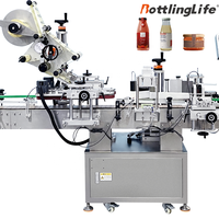 Machine d'étiquetage automatique pour bouteilles d'huile d'olive et de pâte de piment, avec étiquette supérieure, pour bouteilles rondes