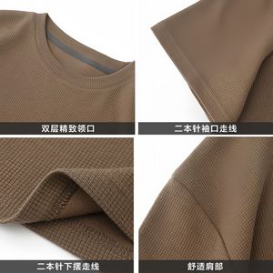 T-shirt personnalisé en maille gaufrée 180 g/m² pour <span class=keywords><strong>homme</strong></span>, manches courtes, séchage rapide, col rond, vêtements de sport décontractés d'été, usine OEM - Product Image 3