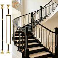 Balustre d'escalier en alliage d'aluminium noir et or, moderne et luxueux, de haute qualité, décoratif pour intérieur, pour rampe d'escalier