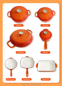 Ensemble de casseroles en <span class=keywords><strong>fonte</strong></span> <span class=keywords><strong>émaillée</strong></span> de style universel, 7 pièces, cuisine à la maison à l'<span class=keywords><strong>ancienne</strong></span>, casserole antiadhésive, poêle à griller, plateau à griller, batterie de cuisine - Product Image 4