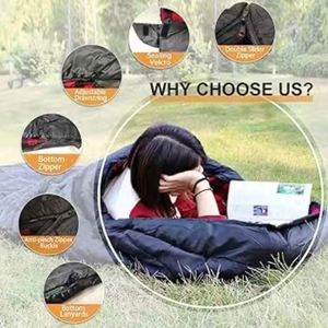 Sac de couchage extra large, spécialement imperméable, ultra-léger, portable, 3 saisons, de type enveloppe, en polyester recouvert de coton, pour le camping - Product Image 5