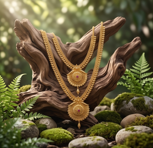 DIVYORO Orissa Ensemble de collier long avec médaillon traditionnel, plaqué or, style temple classique, bijoux pour femmes, mariée indienne - Product Image 4