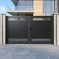 Portail Moderne en Aluminium à Double Battant pour Allée/Cour, Antivol, Insonorisé, Personnalisé, Revêtement Poudré, Entrée de Jardin en Métal