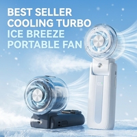 Nouveau ventilateur humidificateur portable d'été avec moteur sans balais, batterie 3500 mAh, design pliable USB pour utilisation en extérieur/voiture/hôtel