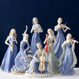 Statuetta Musicale in Ceramica Stile Europeo, Donna Occidentale, Pezzo d'Arte Creativo, Principessa, per Soggiorno, Vetrina Vini, Camera da Letto, Casa - Product Image 1