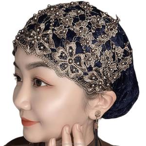 Turban uni en dentelle pour femme, élastique, sans bord, style Bouhaj, foulard Ramadan, bonnet chimio, écologique et respirant - Product Image 4