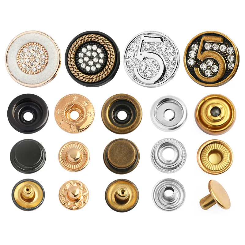 Custom 4 Parts Press Snap Fastener Metal Snap Button For Clothing