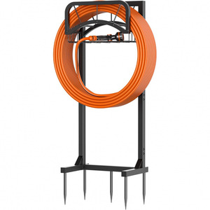 Soporte para manguera de jardín, estante independiente para almacenamiento de mangueras con cesta de almacenamiento, puede contener mangueras de hasta 160 pies de longitud. - Product Image 1