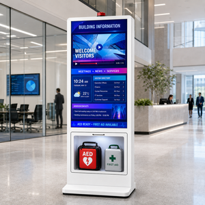 Kiosque Défibrillateur AED avec Trousse de Premiers Secours Intégrée, Armoire d'Urgence Intelligente, Écran Tactile HD 43 Pouces, Affichage Numérique, Système d'Exploitation Android - Product Image 2