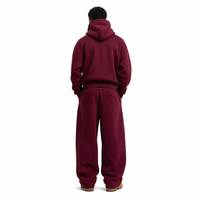 Ensemble de survêtement unisexe bordeaux épais, sweat à capuche oversize et pantalon de jogging, streetwear, logo personnalisé, OEM ODM, vente en gros