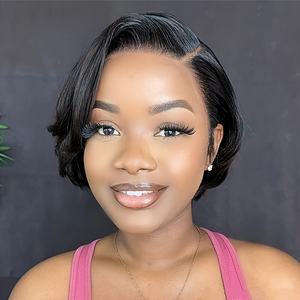 T-part Lace Perruques Humaines Cheveux Vietnamiens Court Pixie Perruque Top Qualité Perruque Courte Postiche pour les Femmes Noires - Product Image 1