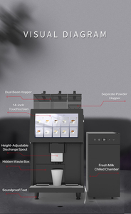 Machine à café à grains à double réservoir : sélection de deux saveurs, réfrigérateur à lait intégré et auto-nettoyage - Product Image 4