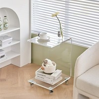 Table d'appoint carrée moderne convertible et mobile avec roulettes, structure en plastique, rangement portable, meuble de salon pour chambre et canapé