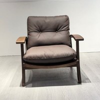 Fauteuil de salon en cuir véritable de qualité supérieure avec pieds en bois massif, design européen ergonomique pour appartement, salle à manger, hôtel
