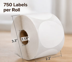 2 Inch Round <b>Waterproof</b> Direct Thermal Sticker <b>Labels</b> 750 <b>Labels</b> Per Roll - Product Image 1