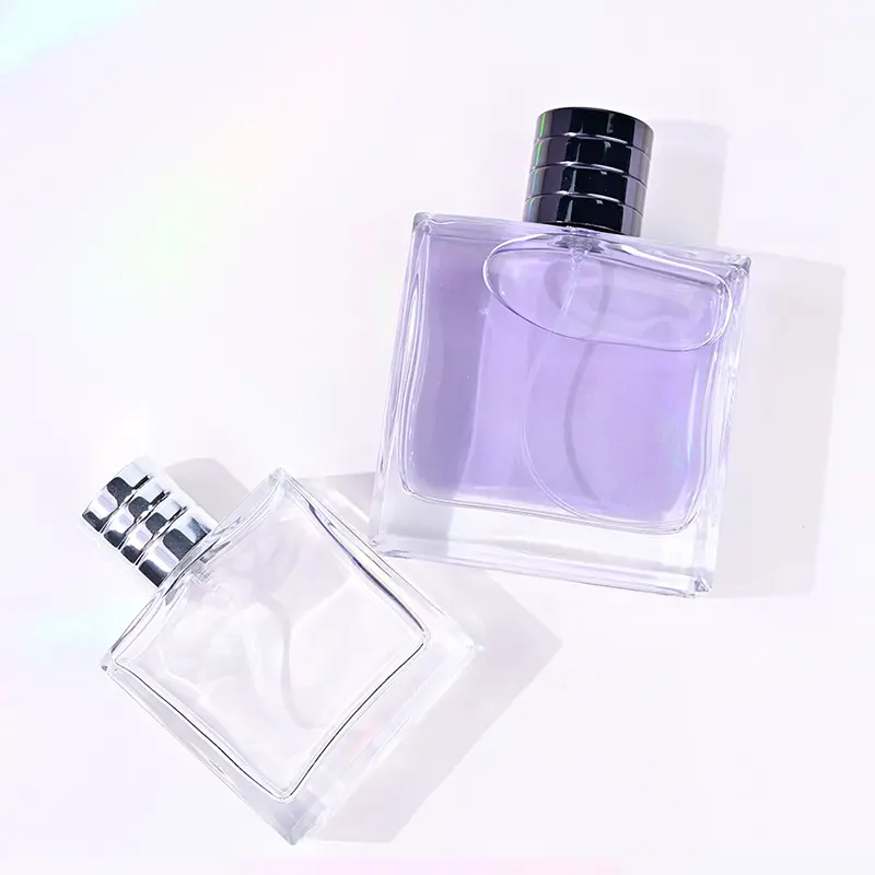 Custom Square Perfume Bottle 100ml 50ml Clear Color Perfume Bottle