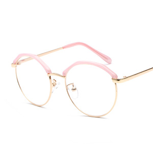 Maidis <b>Round</b> Metal Eyeglass <b>Frame</b> Women's Korean Style Fashion Trend Plano Lenses Blue Light Protection - Product Image 4