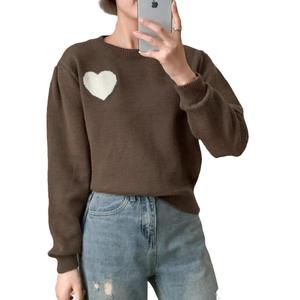 Soiling Wholesale Winter Autumn <strong>Valentine</strong> Lovely Pullover Cute Oversize <strong>Jumper</strong> Knitted Multi Hearts Jacquard Women Thick Sweater - Product Image 5