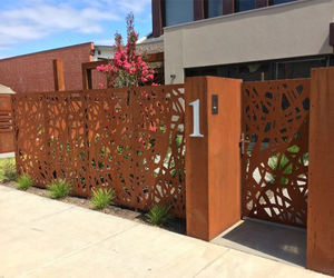 Corten-puertas <span class=keywords><strong>de</strong></span> metal oxidado <span class=keywords><strong>de</strong></span> acero <span class=keywords><strong>para</strong></span> villas, vallas decorativas <span class=keywords><strong>para</strong></span> jardín - Product Image 4