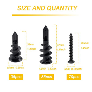 Baiguluo Drywall Anchor Kit 140pcs Plastic Self Drilling Screws For Gypsum Board Installation - Product Image 2