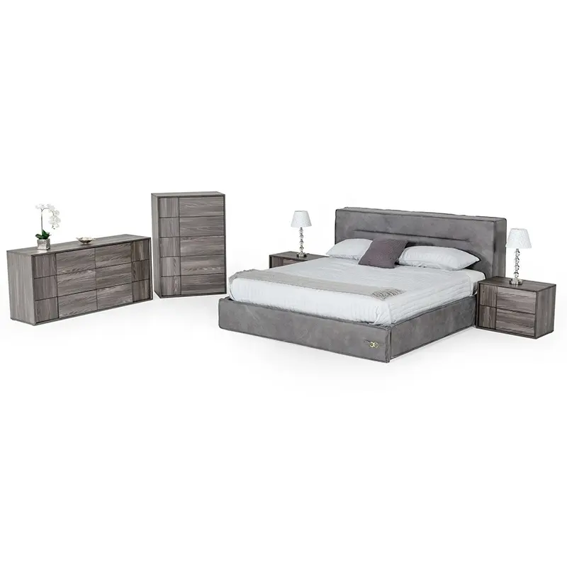 NOVA 20EAA048 moderno italiano gris oscuro tapizado cama conjuntos