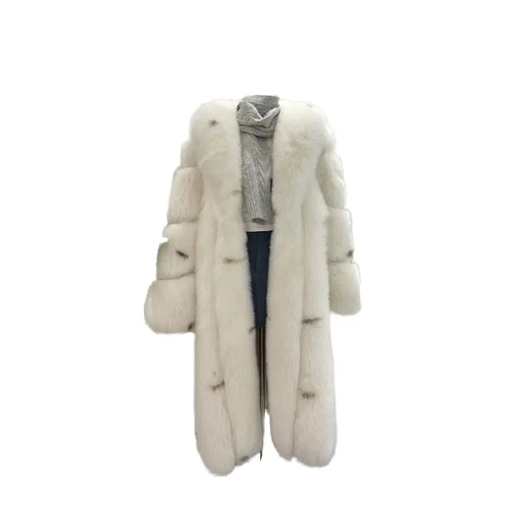 Factory Wholesale Customization Plus Size Medium Long Fox Fur Grass Coat Extra Large Hat Wearing True Fox Fur Coat for Women