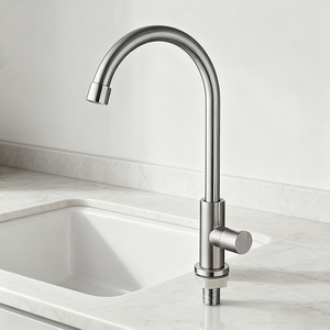 Robinet de cuisine en acier inoxydable de qualité supérieure Robinet d'évier de cuisine à poignée unique avec <span class=keywords><strong>bec</strong></span> pivotant robuste - Product Image 1