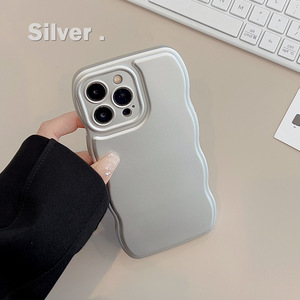 Lumei placcato argento per <span class=keywords><strong>iPhone</strong></span> 16 15 Promax 13 custodia per telefono 14 Premium 11 Wave Edge 12 Cover tinta unita - Product Image 3