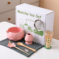 Kit de préparation de matcha premium, bol à matcha en céramique avec fouet en bambou, support, tamis à poudre, cuillère doseuse, tasse, cérémonie du thé à domicile