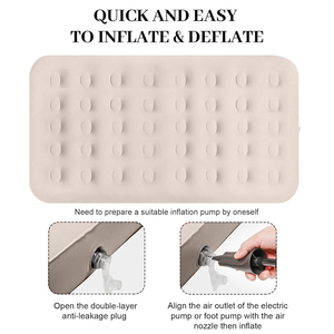 Nouveau <span class=keywords><strong>matelas</strong></span> gonflable manuel LEAO 2026 avec surface floquée confortable, pliable, idéal pour la randonnée - Product Image 3