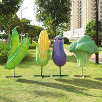 Sculpture d'extérieur artisanale en fibre de verre, lumineuse, en forme de légumes simulés (citrouille, pousses de bambou), pour cour, ferme et jardin