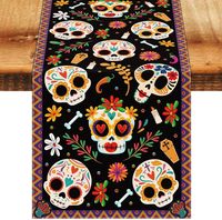 Nouveau chemin de table personnalisé en lin, best-seller d'Amazon, pour la décoration de table du Carnaval mexicain du Día de Muertos