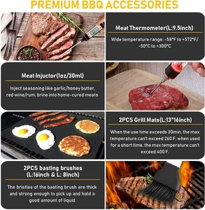 Ensemble cadeau de luxe de 34 accessoires pour barbecue, ensemble d'outils de barbecue en acier inoxydable robuste avec sac de rangement portable pour hommes - Product Image 5