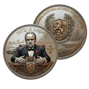Moneta Commemorativa in Metallo a Tema Il <span class=keywords><strong>Padrino</strong></span> 1972 con Immagine di Marlon Brando, Regalo da Collezione per l'Onore della Famiglia - Product Image 1