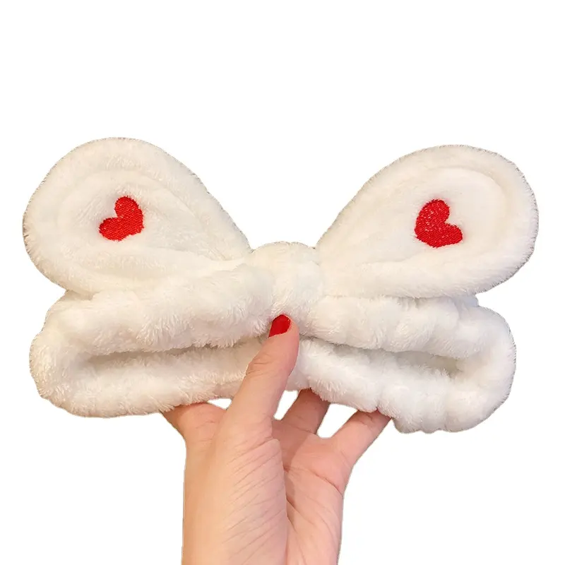 Bandeau mignon en peluche douce de haute qualité personnalisé spa bandeau élastique pour le visage