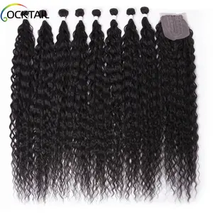 Ombre Color Synthetic Hair Weft Heat Resistant Fiber Synthetic Hair Weave Bundles 1 Pack Synthetic Hair Bundles With Closure