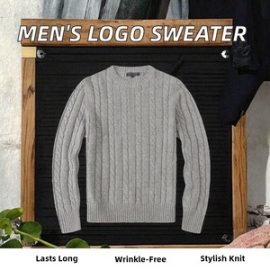 Pull d'hiver en coton mélangé anti-rétrécissement et anti-rides pour hommes avec logo personnalisé sur le devant OEM/ODM tricots à col rond et à impression numérique - Product Image 2