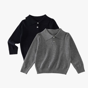 Suéter de lana con cuello polo y manga larga para niños, estilo británico, informal, para primavera y otoño, 2026 - Product Image 3