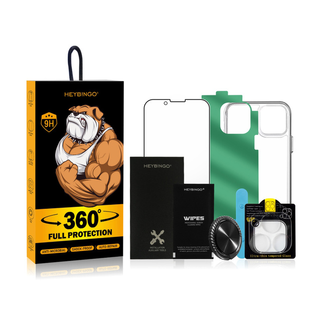 One-time Purchase HEYBINGO 8 in 1Set Tempered Glass Mobile Phone Cases 3D Camera Lens Glass Locator Screen Protector for Iph