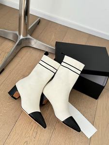 Bottines à talons hauts sur mesure de luxe, nouvelle mode 2026, confortables, en cuir de vachette, talons tricotés pour femmes - Product Image 2