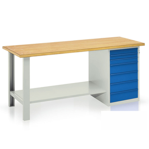 Banco DE TRABAJO Tecnotelai con 7 cajones, tapa de madera, 2000x750X900mm - Product Image 1